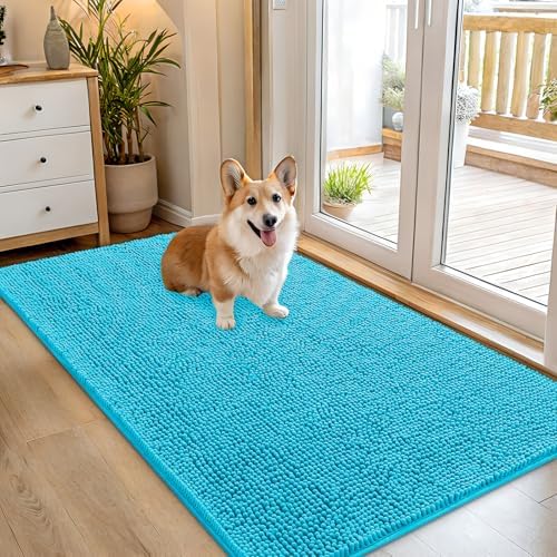 OLANLY Dog Door Mat for Muddy Paws 54x32, Super Absorbent Chenille Mud Mat