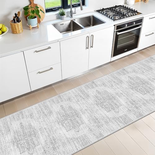 2x10 Runner Rug Non Slip,Washable Hallway Runner Rug,Grey