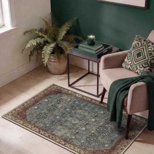 Keen Home Design Vintage Washable Entryway Rug, Non-Slip Low Pile, 2x3