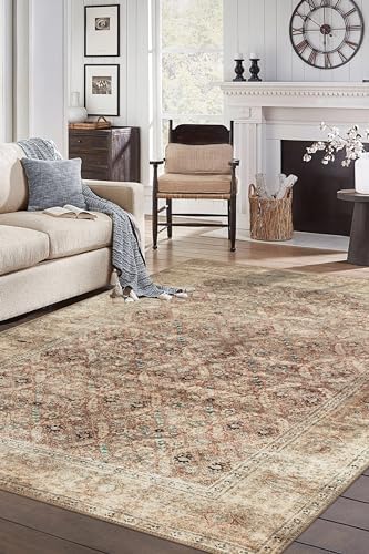 Keen Home Design Vintage Washable Area Rug, Non-Slip Low Pile, 9x12