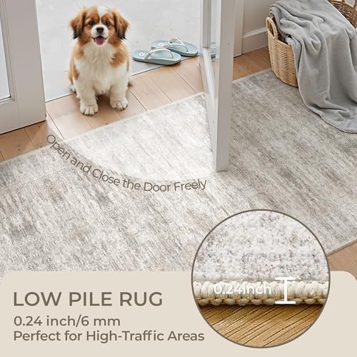 2x8 Runner Rug Non Slip,Washable Hallway Runner Rug,Taupe