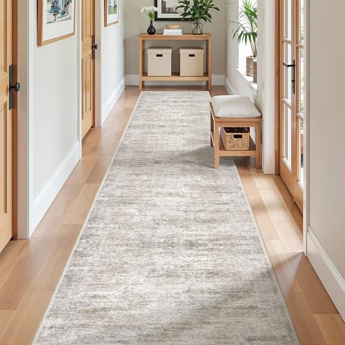 2x10 Runner Rug Non Slip,Washable Hallway Runner Rug,Taupe