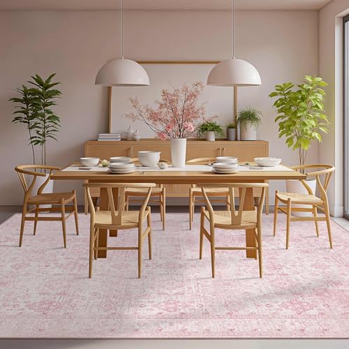 Rugxara Pink 8x10 Area Rugs for Living Room Bedroom Large Washable Rug