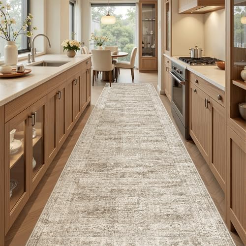 Soalmost Hallway Runner Rug 2'6"x10' Non-Slip Runners for Kitchen Brown