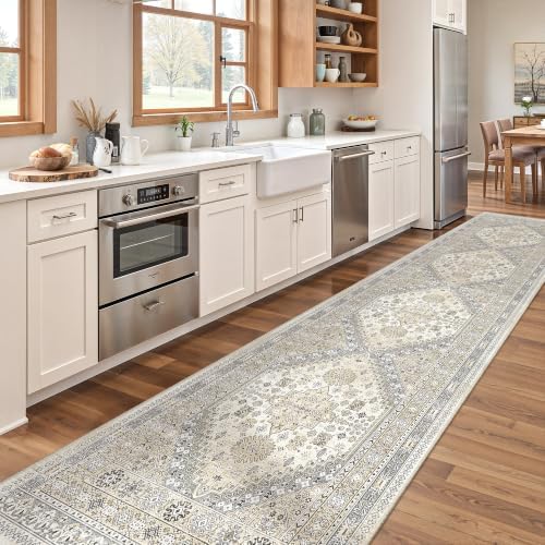 zesthome 2x10 Runner Rug Non Slip,Washable Hallway Runner Rug,Beige