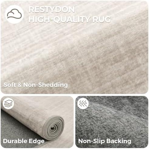 8x10 Area Rugs for Living Room,Large Washable Rug,Beige