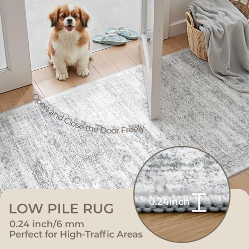 2x5 Rug Runners for Hallways Non Slip,Kitchen Rugs,Grey