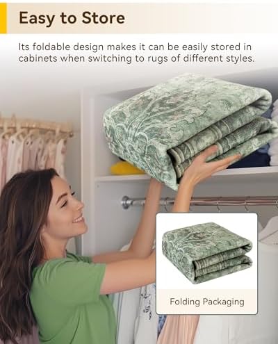 RELEANY Washable Area Rug, Runner 2'6"x14', Green/Dark Green/Gray
