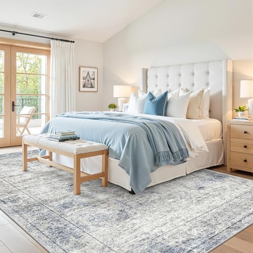 6x9 Area Rugs for Living Room,Large Washable Rug,Blue
