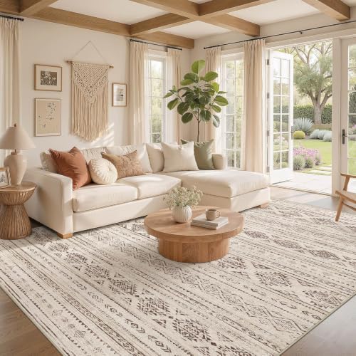 Nakagishi Boho 5x8 Area Rug Living Room Rugs Machine Washable Dark Brown