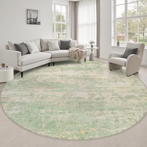 Round Area Rug Living Room: 8 ft Modern Washable Indoor Carpet