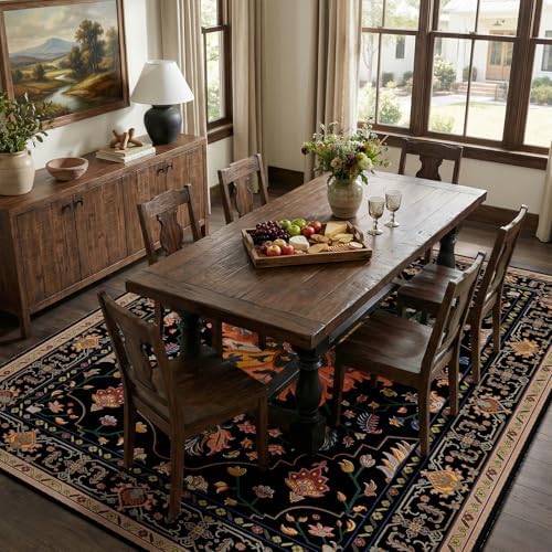 RELEANY Washable Area Rug, 7'x10', Black/Colorful