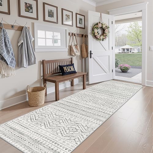 Miukiki 2x10 Runner Rug for Living Room Washable Non Slip Hallway Rug Grey