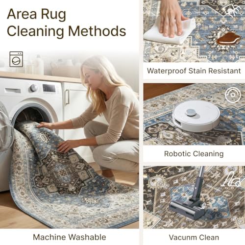 2x3 Area Rug Washable Vintage: Non Slip Throw Rugs for Entryway