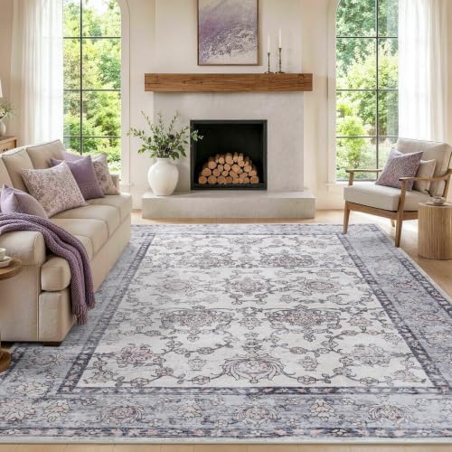 6x9 Washable Non-Slip Area Rug for Living Room(Gray Purple)
