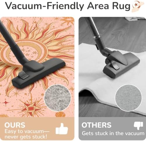Vacuum-Friendly, 9x12 Washable Area Rug, Pink Gold Beige Red