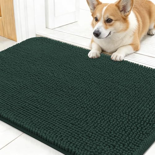 OLANLY Dog Door Mat for Muddy Paws 30x17, Super Absorbent Chenille Mud Mat