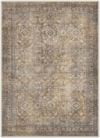 Bavni 5X7 Area Rug for Living Room, Washable Boho Vintage Floral Non Slip
