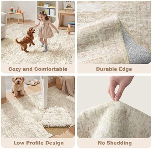 Kitchen Rugs Sets of 3, 2x3 2x4 2x5 Rug Runner,Beige