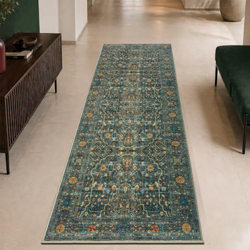 Keen Home Design Vintage Washable Runner Rug, Non-Slip Low Pile, 2x10