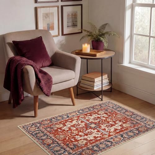 Keen Home Design Vintage Washable Entryway Rug, Non-Slip Low Pile, 2x3