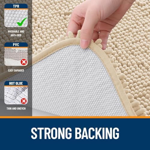 OLANLY Toilet Rugs U-Shaped 24x24, Soft Absorbent Chenille Contour Rugs