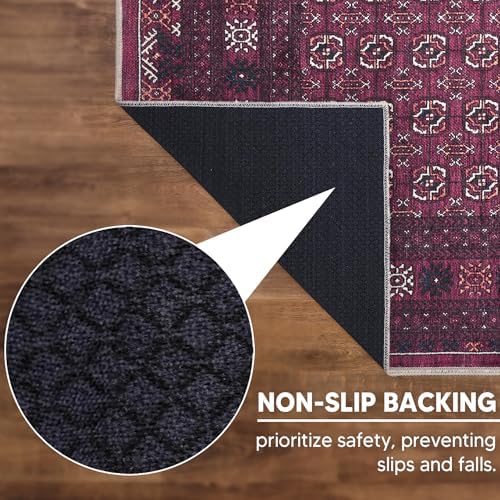 Keen Home Design Vintage Washable Area Rug, Non-Slip Low Pile, 5x7