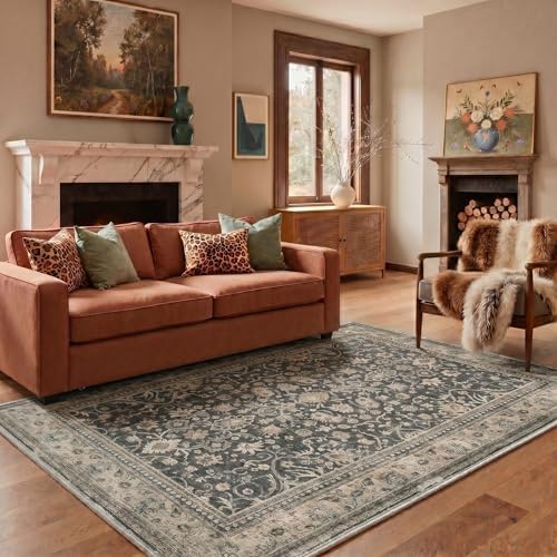 Bavni 2X5 Washable Hallway Runner Rug, Boho Oriental Floral Non Slip