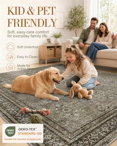 OLANLY 3x5 Washable Accent Rug, Soft Non Slip Carpet for Entryway Bedside