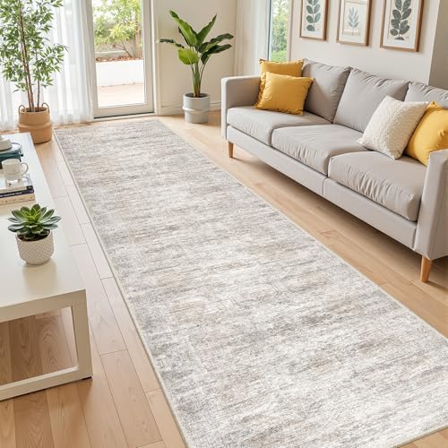 2x10 Runner Rug Non Slip,Washable Hallway Runner Rug,Taupe