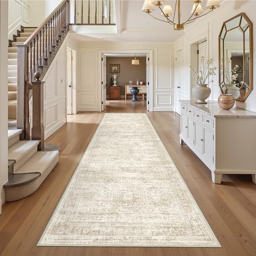 3x10 Runner Rug Non Slip,Washable Hallway Runner Rug,Beige
