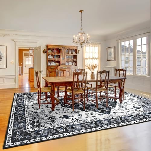Amearea Vintage Design Area Rugs for Living Room, 5x8 Black Bedroom Rug