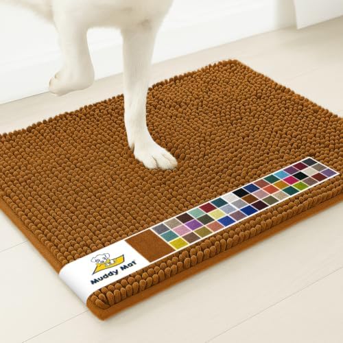 Muddy Mat® | Super Water Absorbent Door Mat Indoor, Microfiber Quick Dry Chenille Entryway Rug, Slip Resistant Front Door Mat, Indoor Mats for Entryway, Machine Washable Pet Rug, Amber 24" x 72"