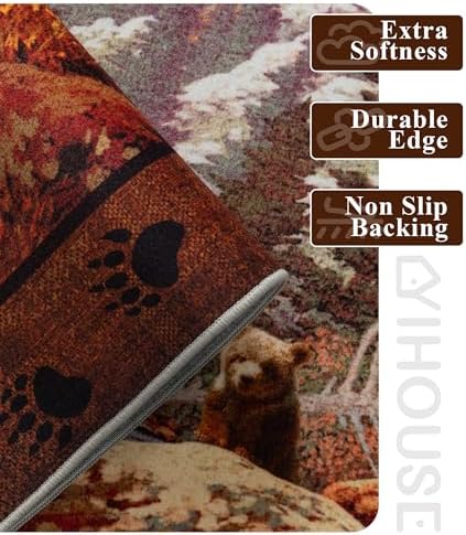 YIHOUSE 8x10 Mountain Bear Area Rugs for Living Room