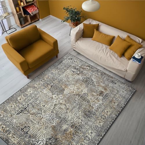 Keen Home Design Vintage Washable Entryway Rug, Non-Slip Low Pile, 3x5