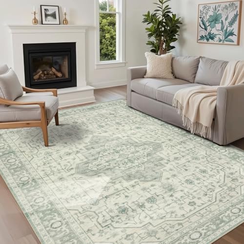 Rugxara 5X7 Washable Area Rug for Living Room, Bedroom,Sage Green