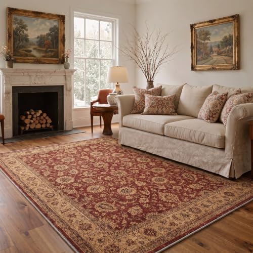 Bavni 8X10 Living Room Area Rug, Boho OrientalFloral Washable Non Slip