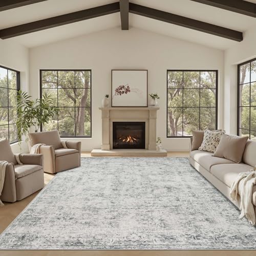 Rugxara Grey 8x10 Area Rugs for Living Room Bedroom Large Washable Rug