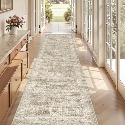 3x12 Runner Rug Non Slip,Washable Hallway Runner Rug,Brown