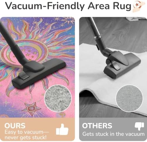 Vacuum-Friendly, 6x9 Washable Area Rug, Pink Blue Purple