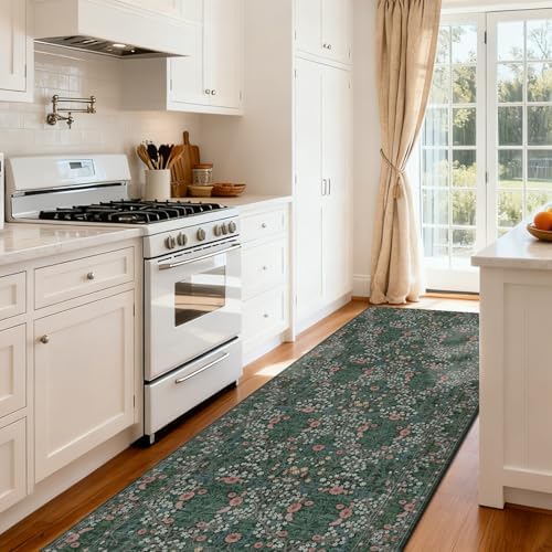 Washable 2' x 6' Runners for Hallways Soft Carpet (Green)