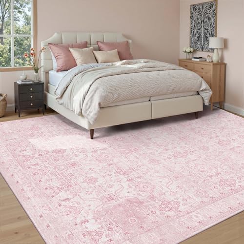 Rugxara Pink 8x10 Area Rugs for Living Room Bedroom Large Washable Rug