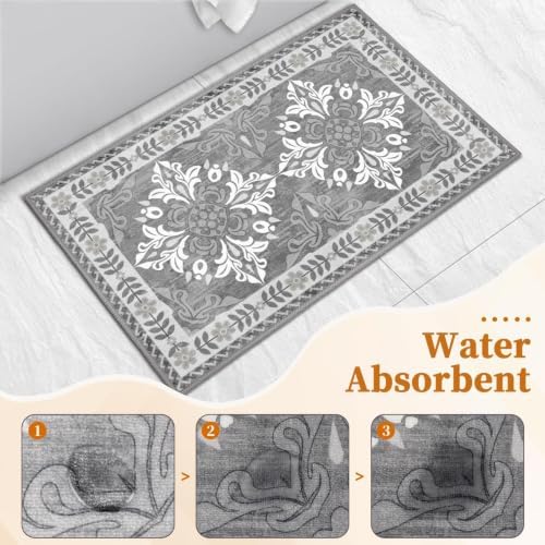 Kitchen Rugs Set of 3, Non Slip Washable Floor Mats with Water Absorbent