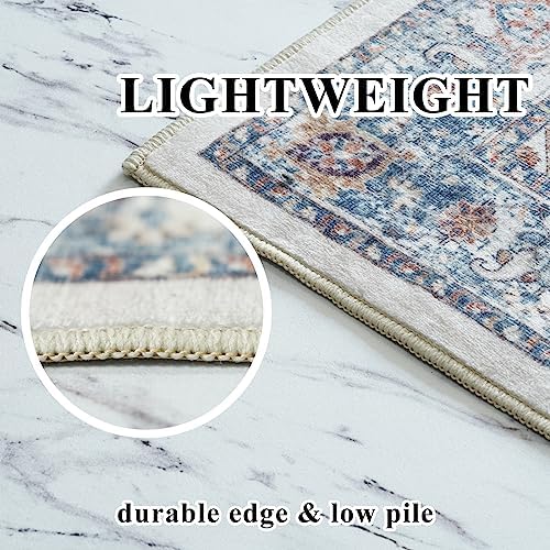 Hallway Washable Runner Rug - 3x6 Kitchen Rugs Entryway Rug Runner Vintage Soft Floor Mat Non Slip Indoor Farmhouse Carpet for Bathroom Living Room Bedroom (3 X 6, Brick)