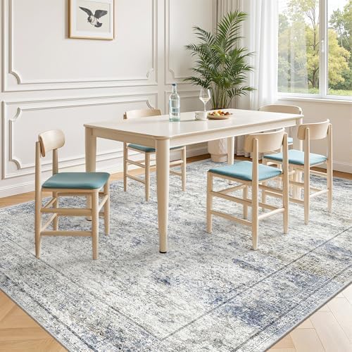 6x9 Area Rugs for Living Room,Large Washable Rug,Blue