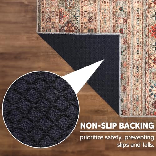 Keen Home Design Vintage Washable Area Rug, Non-Slip Low Pile, 5x7