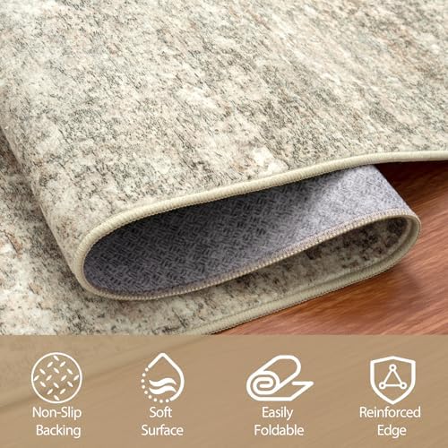 Runner Rugs for Hallways Kitchen 2.6x8 Non Slip Washable Beige Brown