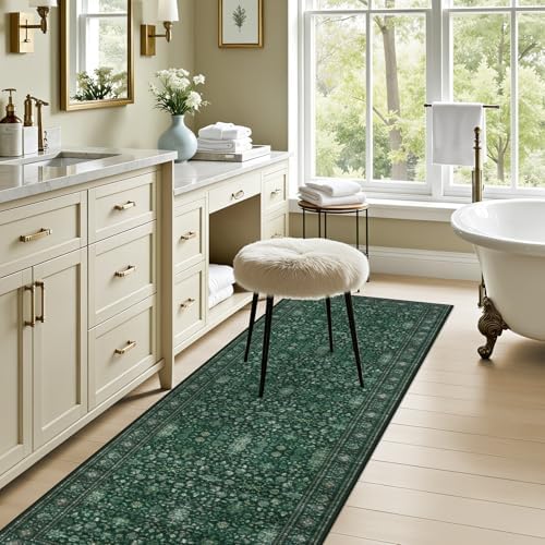 Hallway Runner Rug: 2.6x8 Kitchen Rugs for Living Room Deep Green