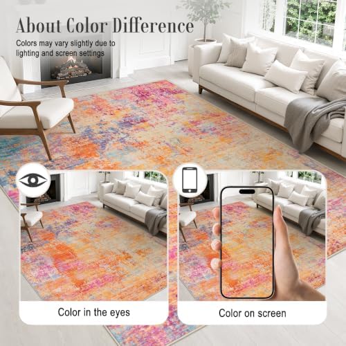 9x12 Area Rug Living Room: Modern Washable Soft Carpet Galaxy Haze
