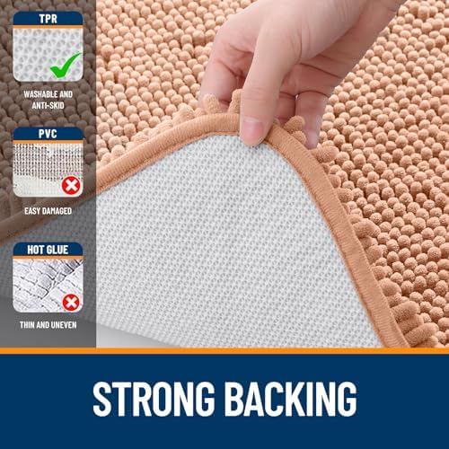 OLANLY Bathroom Runner Rugs 47x20, Extra Soft Absorbent Chenille Bath Rugs